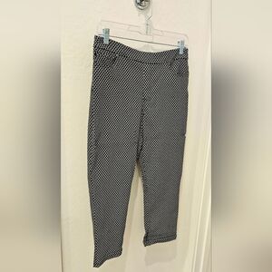 Mario Serrani Navy and White Geometric Pants, Size Large